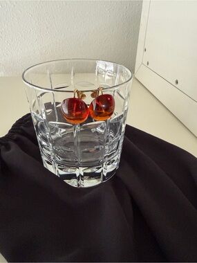 Amber Glass Cherry Drop Earrings - Brown/Orange